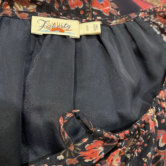 Faherty / Silk Cotton Sage Wood Floral V neck Dress Size large L - Picture 7 of 8